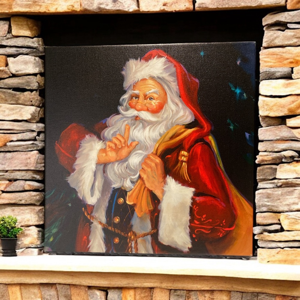 Canvas portrait of Santa Christmas 12x12x1
